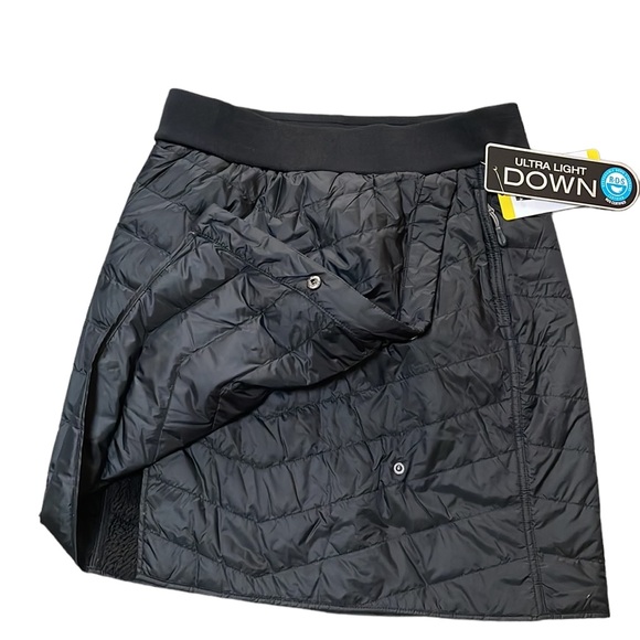 Aventure - Quilted Down Snap Faux Wrap Fleece Lined Mini Skirt - Picture 3 of 4